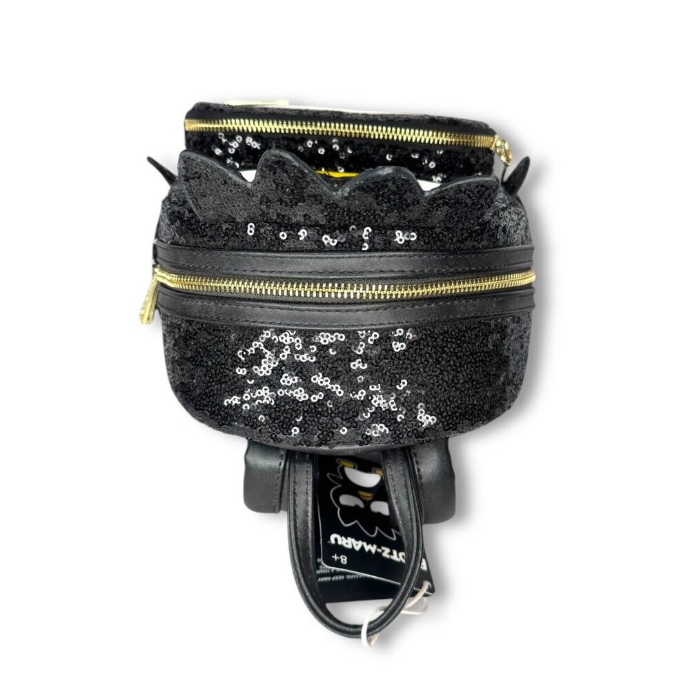 Loungefly X Sanrio Badtz-Maru Black Sequin Mini Backpack New Faux Leather - Picture 10 of 11